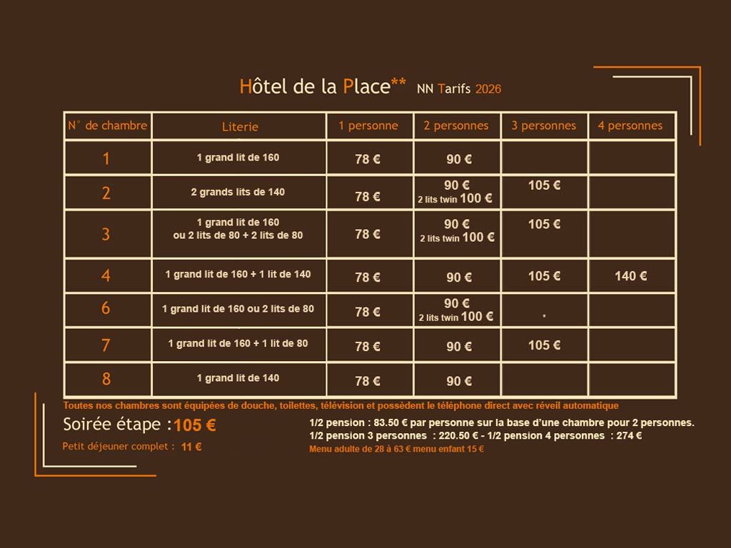 tarifs